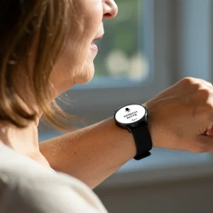 Symbol für die integrierte Freisprechfunktion der Notfalluhr zur direkten Kommunikation.