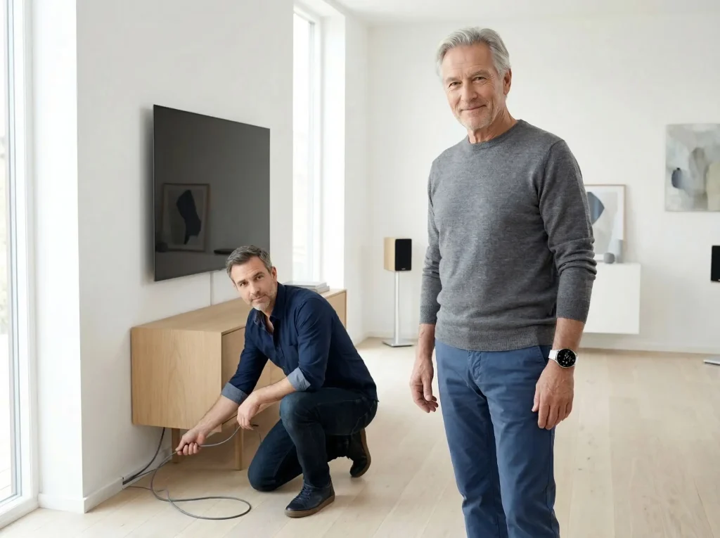 Sohn und Vater reduzieren Sturzrisiko